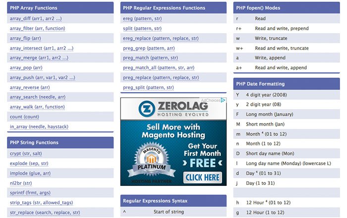 PHP Cheat sheet