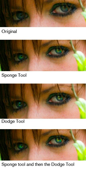 Using the Sponge Tool in Photoshop: Eyes