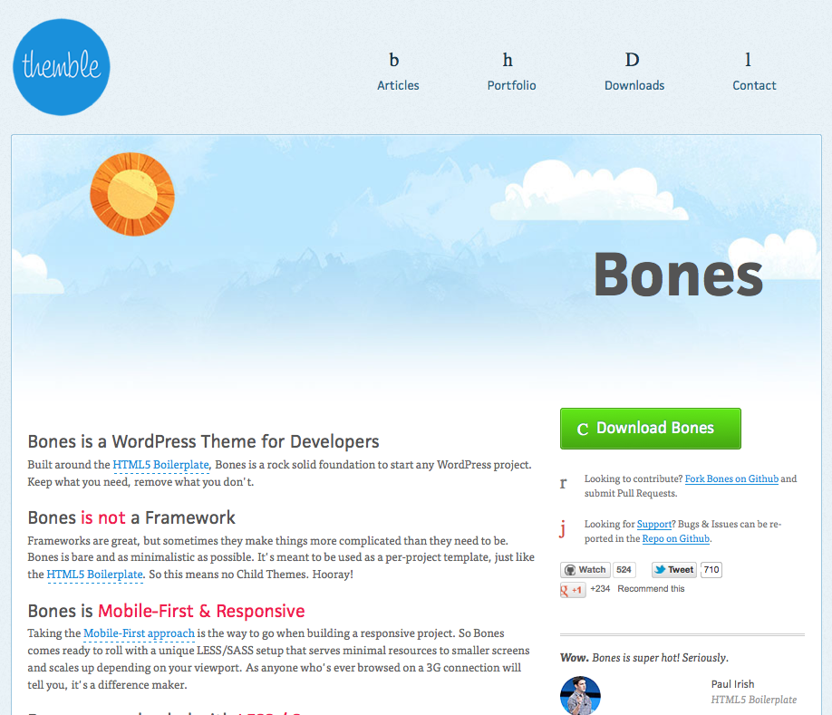 Bones free responsive WordPress themes