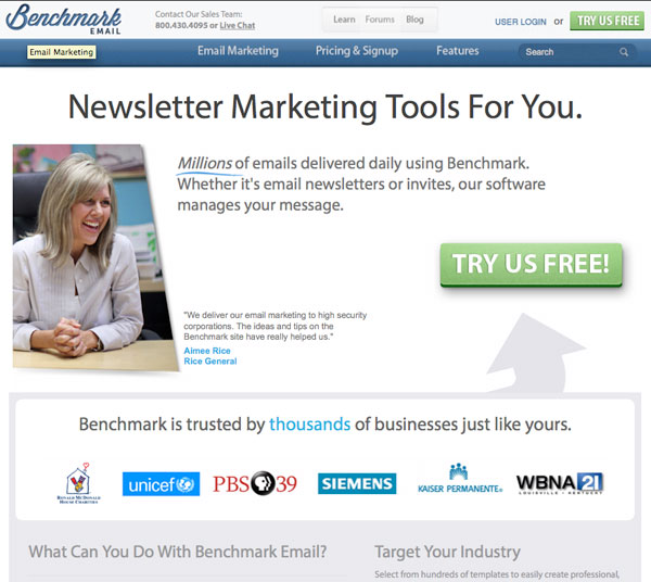 benchmark Email Marketing service provider