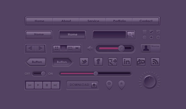 Purple Free Photoshop UI Kit