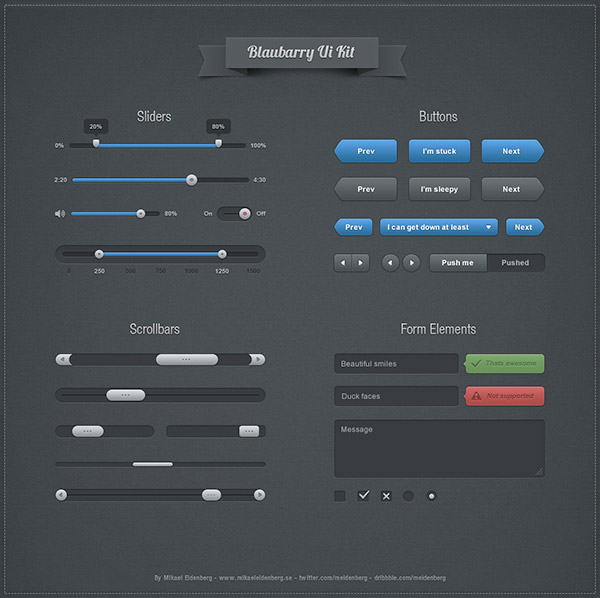 Blaubarry Free Photoshop UI Kit