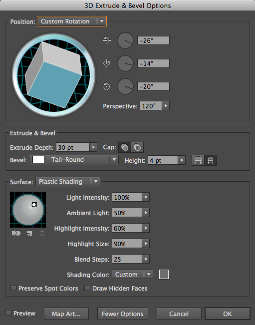 3D Objects in Illustrator: Adjustments