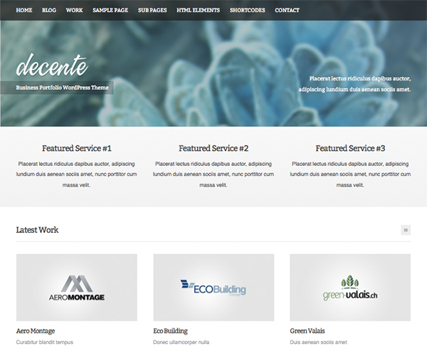 Decente: Free Responsive WordPress Portfolio Themes