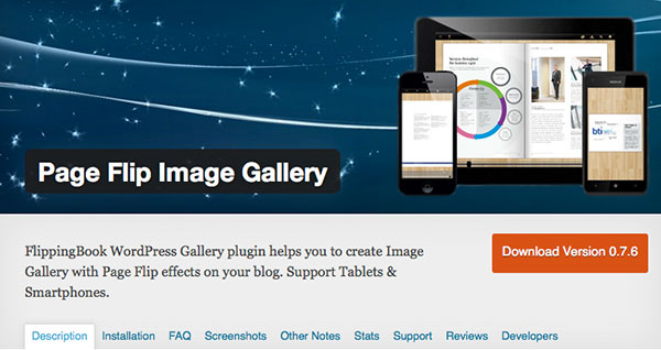 page flip image gallery plugins