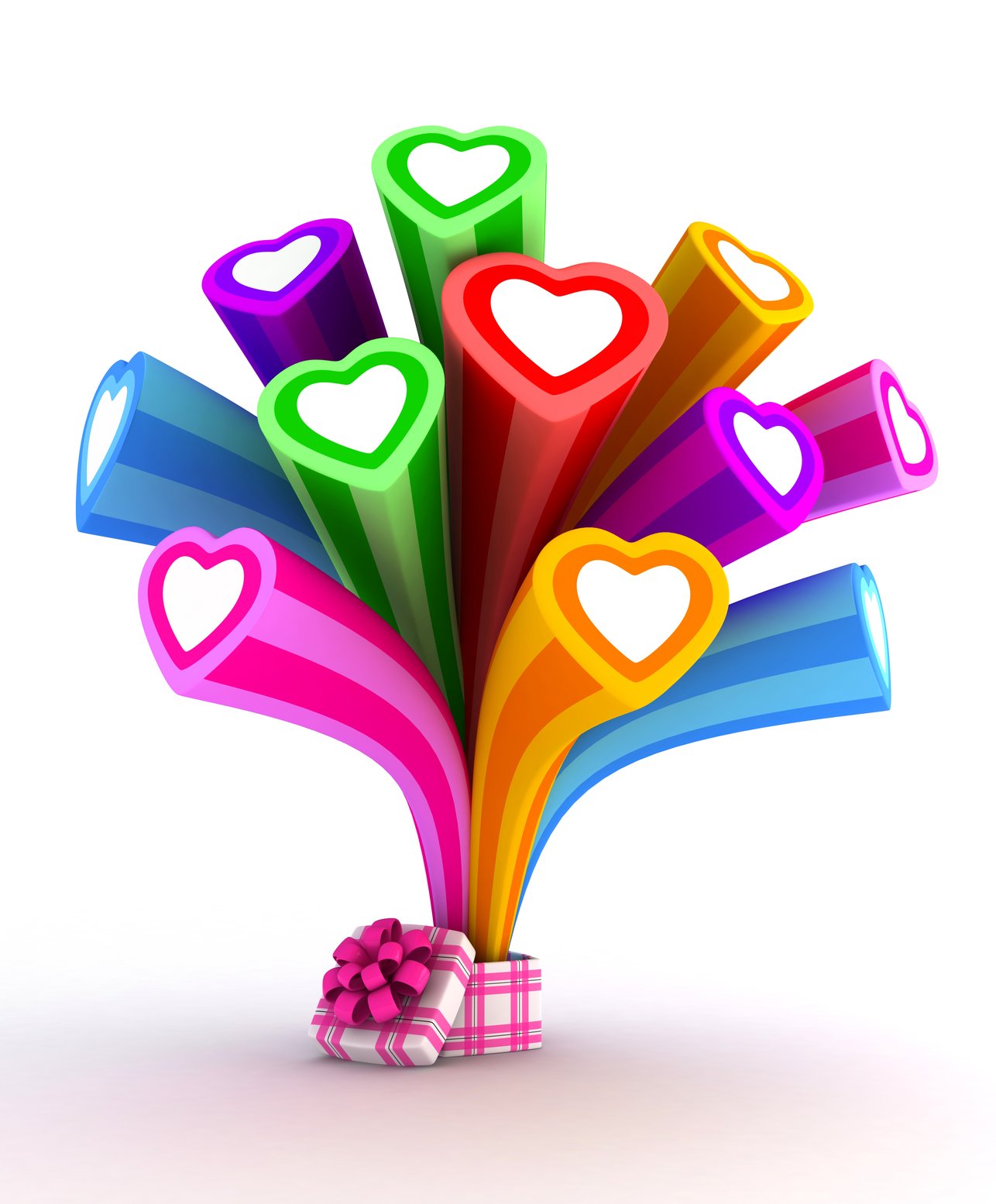 Illustration of Colorful Hearts Bursting from a Giftbox