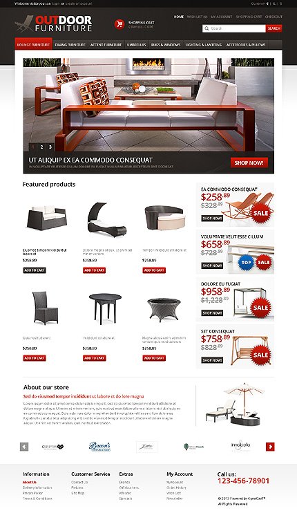 Furniture OpenCart Website Templates