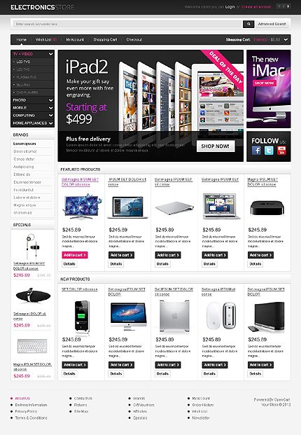 Electronic Appliances OpenCart Website Templates