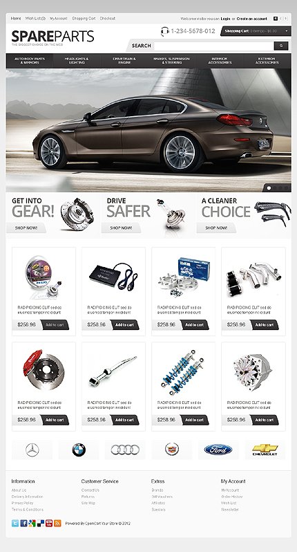 Car Spare Parts OpenCart Website Templates