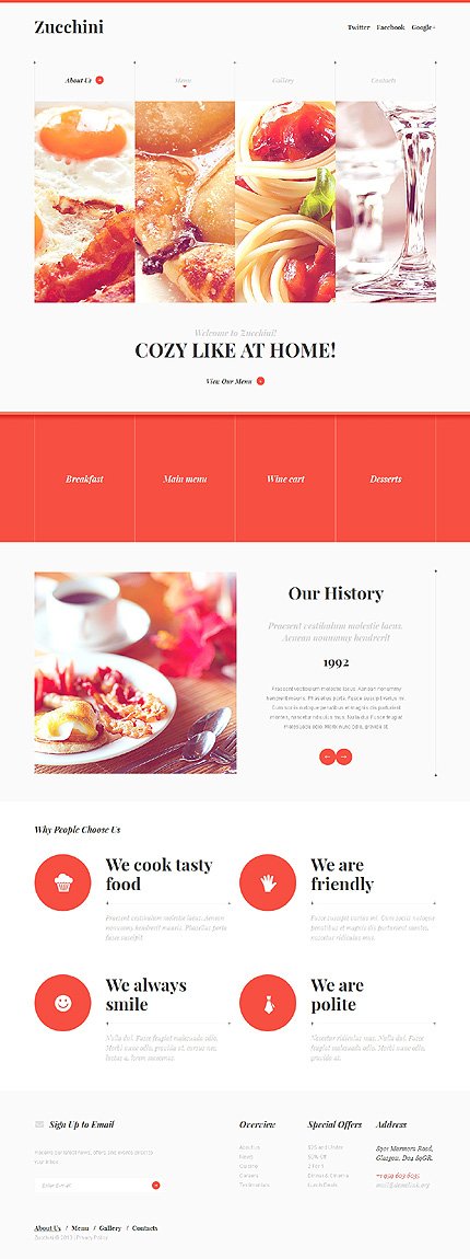 Cafe And Restaurant Responsive Website Template