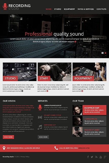 Recording Studio Responsive Flat Predesigned Themes