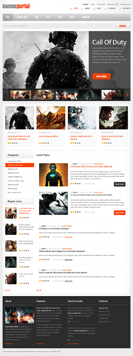 Free Gaming Portal WordPress Theme & Website Template