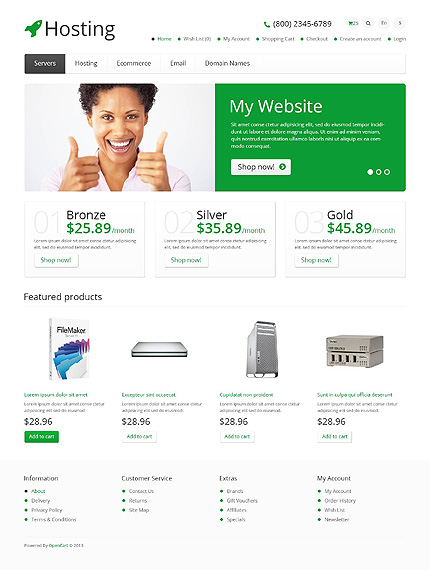 Responsive Hosting Store OpenCart Template