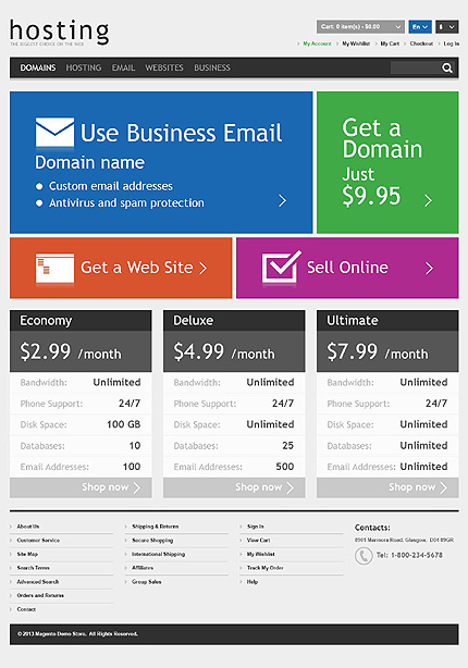 Web Hosting Templates: Magento Theme