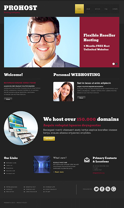 Web Hosting Templates: Responsive WordPress Theme