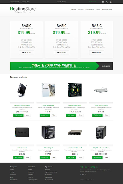 Web Hosting Templates: PrestaShop Theme