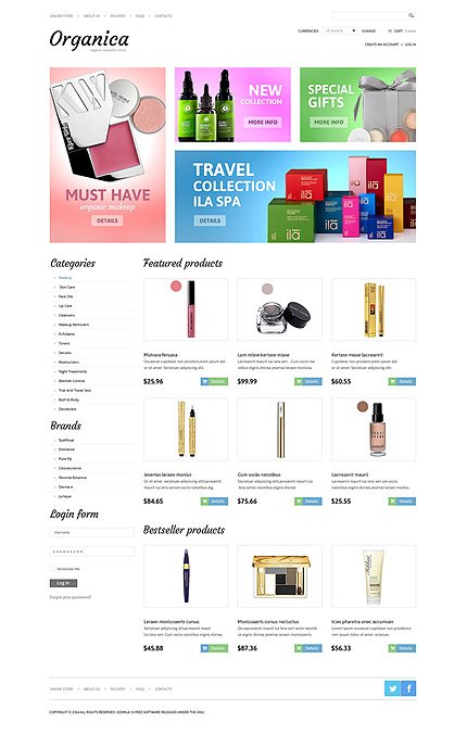 Flat Premium Templates: Cosmetics Store VirtueMart Template