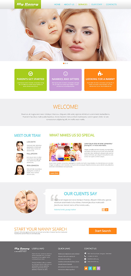 Flat Premium Templates: Babysitter Responsive Website Template