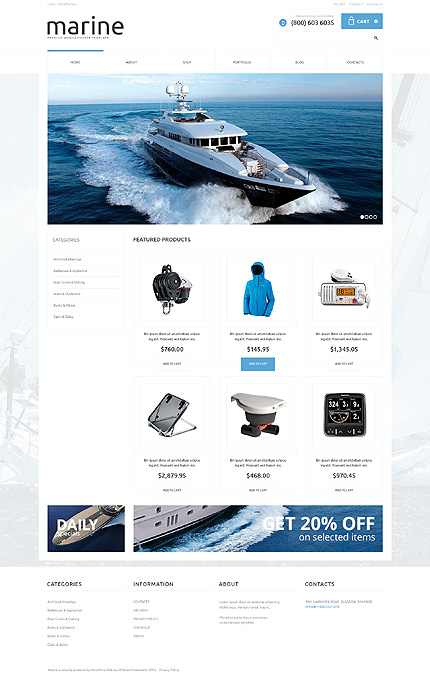 Flat Premium Templates: Yachting Responsive Jigoshop Theme