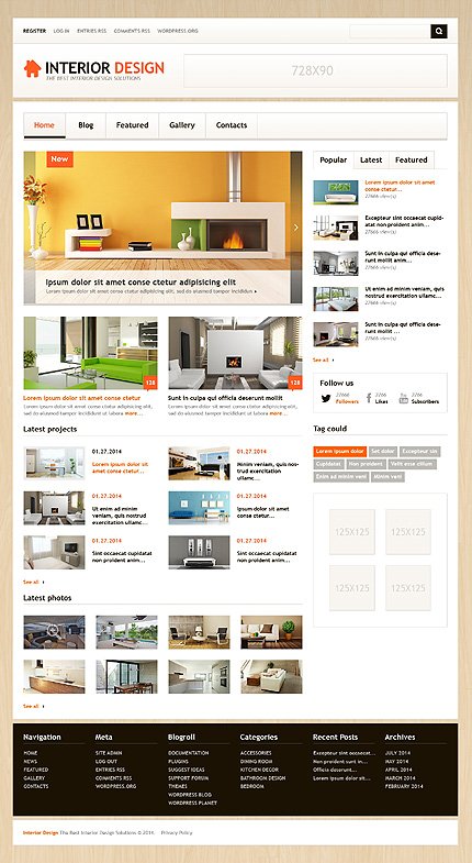 Flat Premium Templates: Interior Design Responsive WordPress Theme