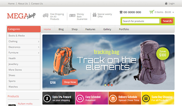 Wordpress Ecommerce Themes: Mega Shop