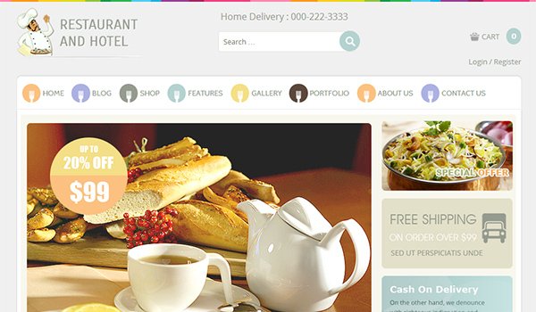 Wordpress Ecommerce Themes: Restaurant