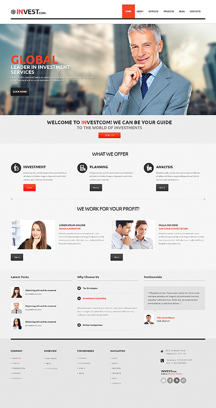 Investment Company Responsive WordPress Theme