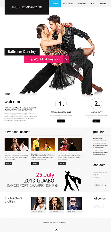 Dance Studio Responsive WordPress Theme