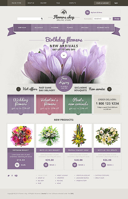 Fresh Flowers VirtueMart Template