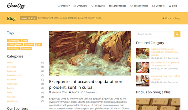 CleanApp blog theme