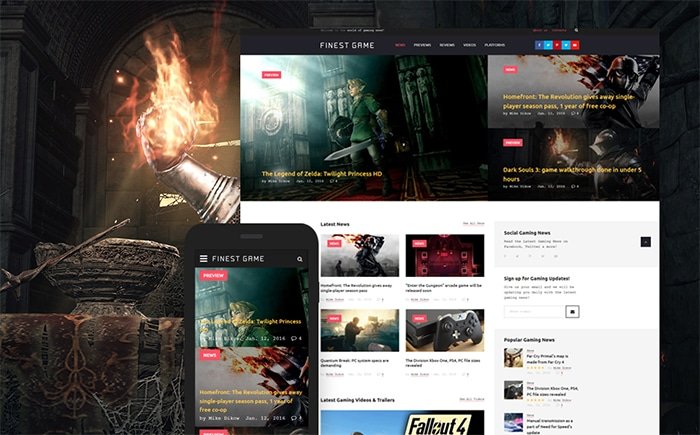 Finest Game Website Template 