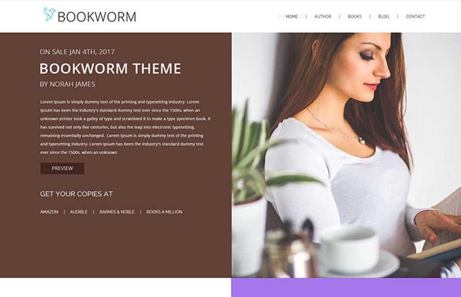 NF Book Worm - FullScreen Book Authors WordPress Theme