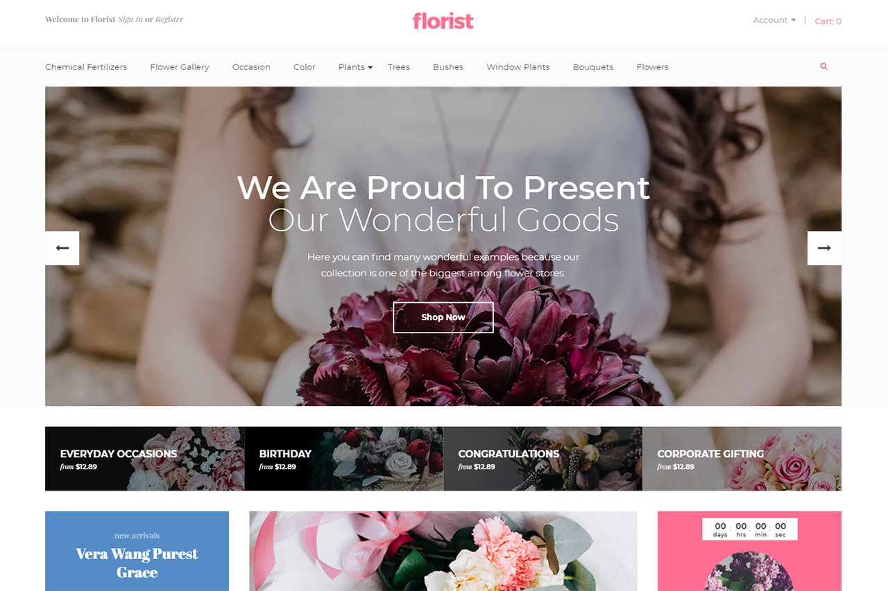 Flower Shop Open Cart Template 